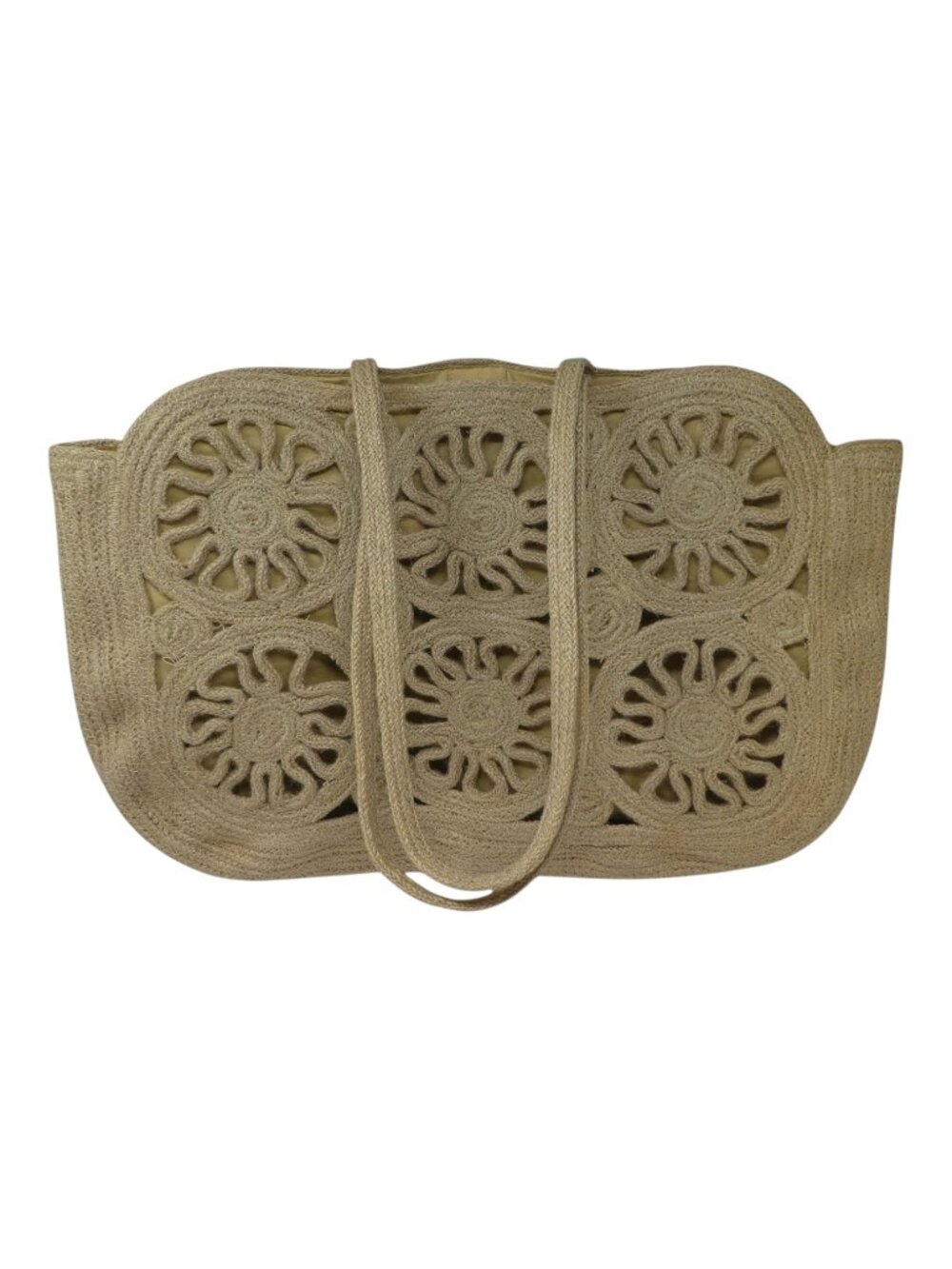 ZL Made With Love Tan Crochet Woven Boho‎ Beach Tote Bag